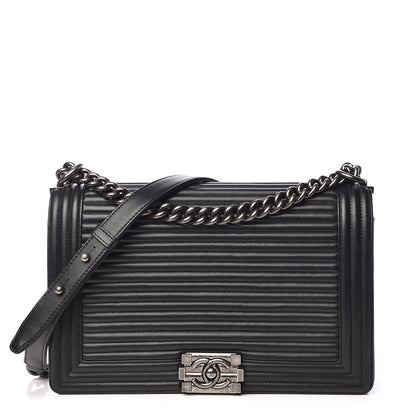 Chanel Calfskin Horizontal Quilted New Medium Boy Flap Black 1 of 15