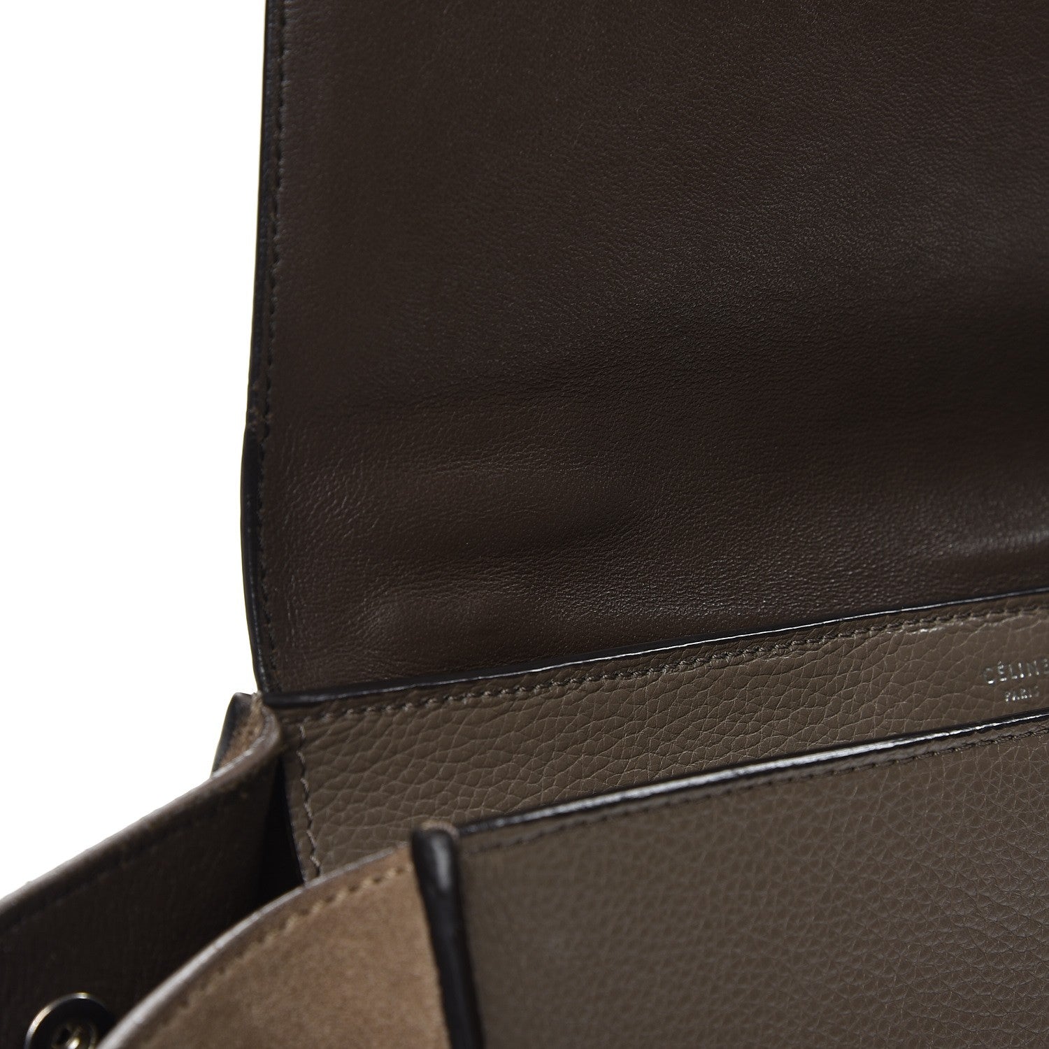 Celine Drummed Calfskin Suede Medium Trapeze Souris 10 of 10