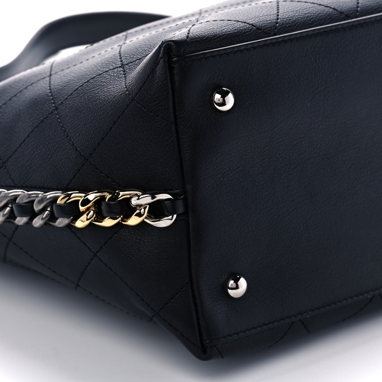Calfskin Stitched Precious Union Hobo Bag Black
