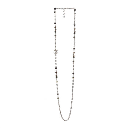 Chanel Beaded Star CC Long Necklace Green Gold 3 of 6