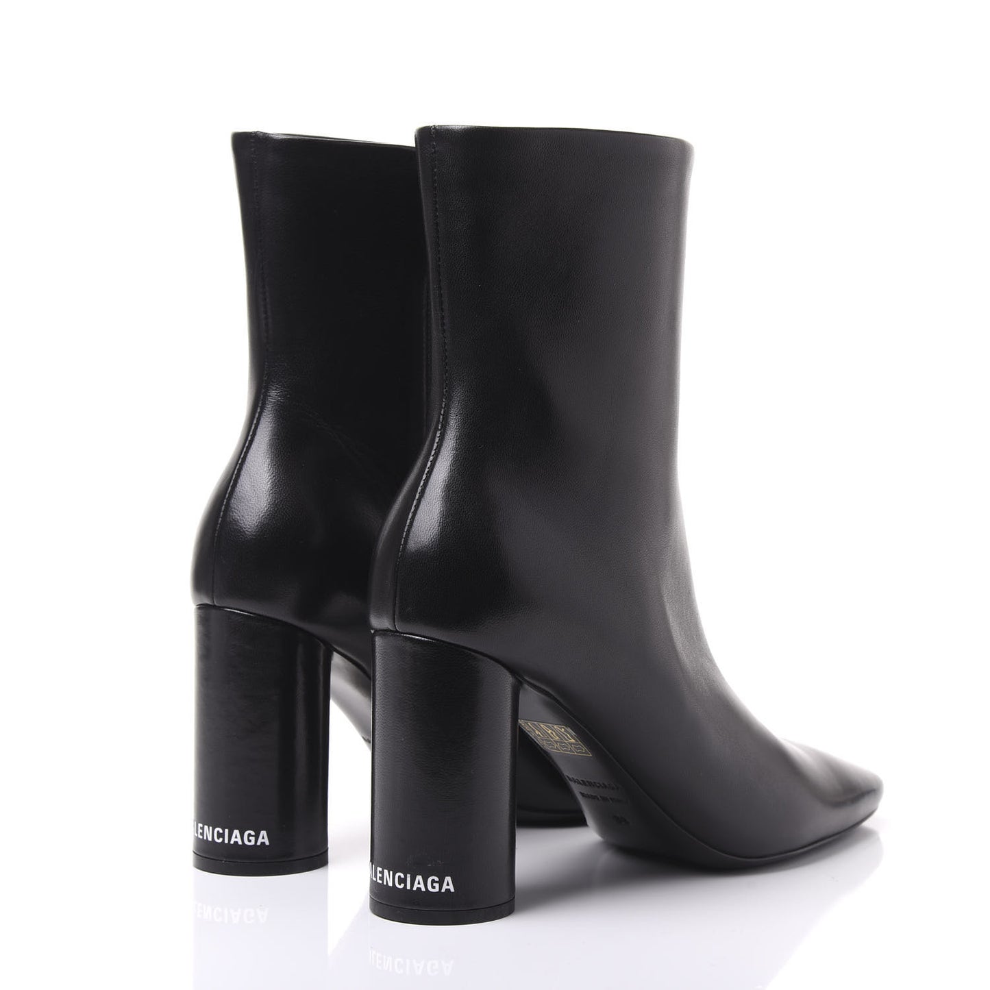 Shiny Sheepskin 20mm Oval Booties 38 Black