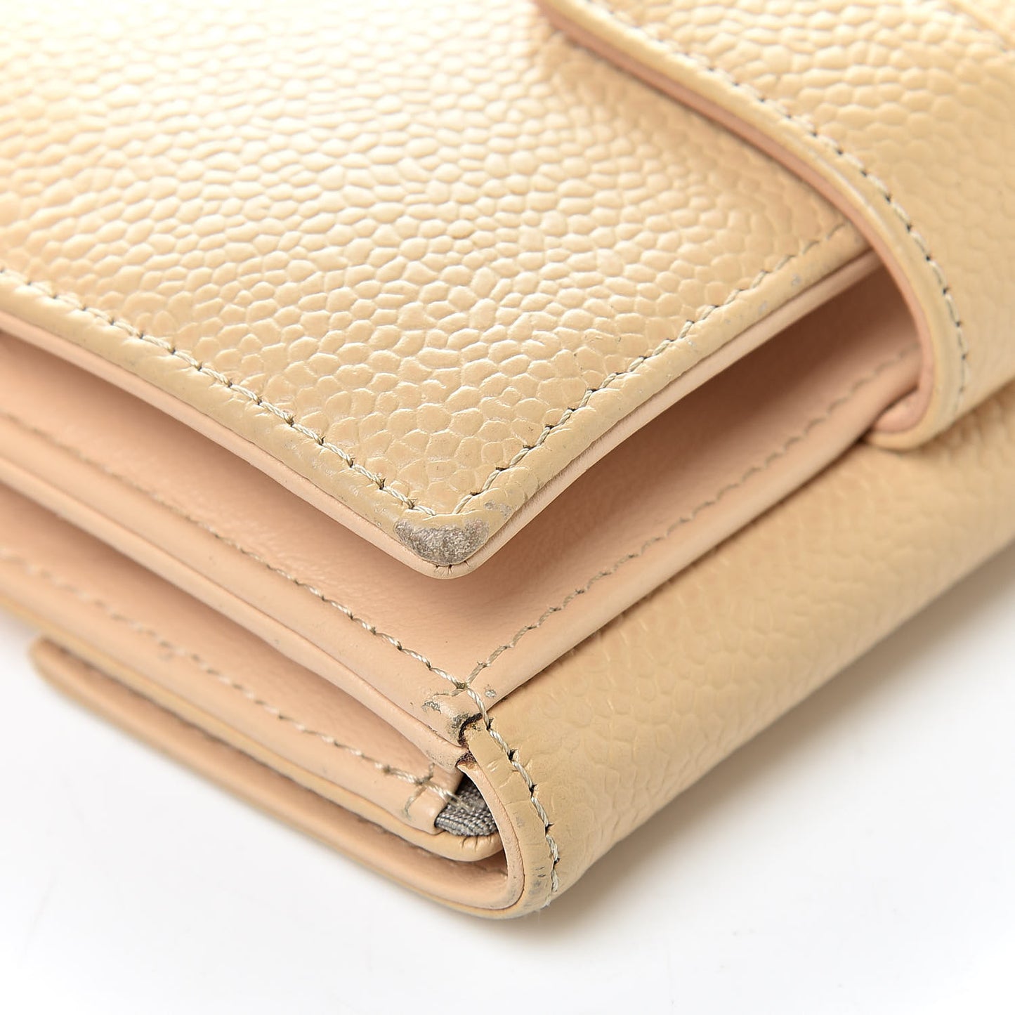 Caviar Timeless CC Compact Flap Wallet Beige