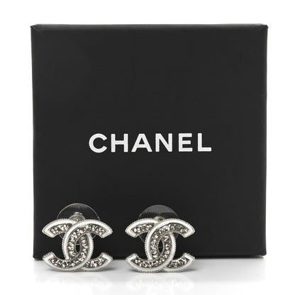 Chanel Crystal Resin CC Earrings Silver 5 of 5