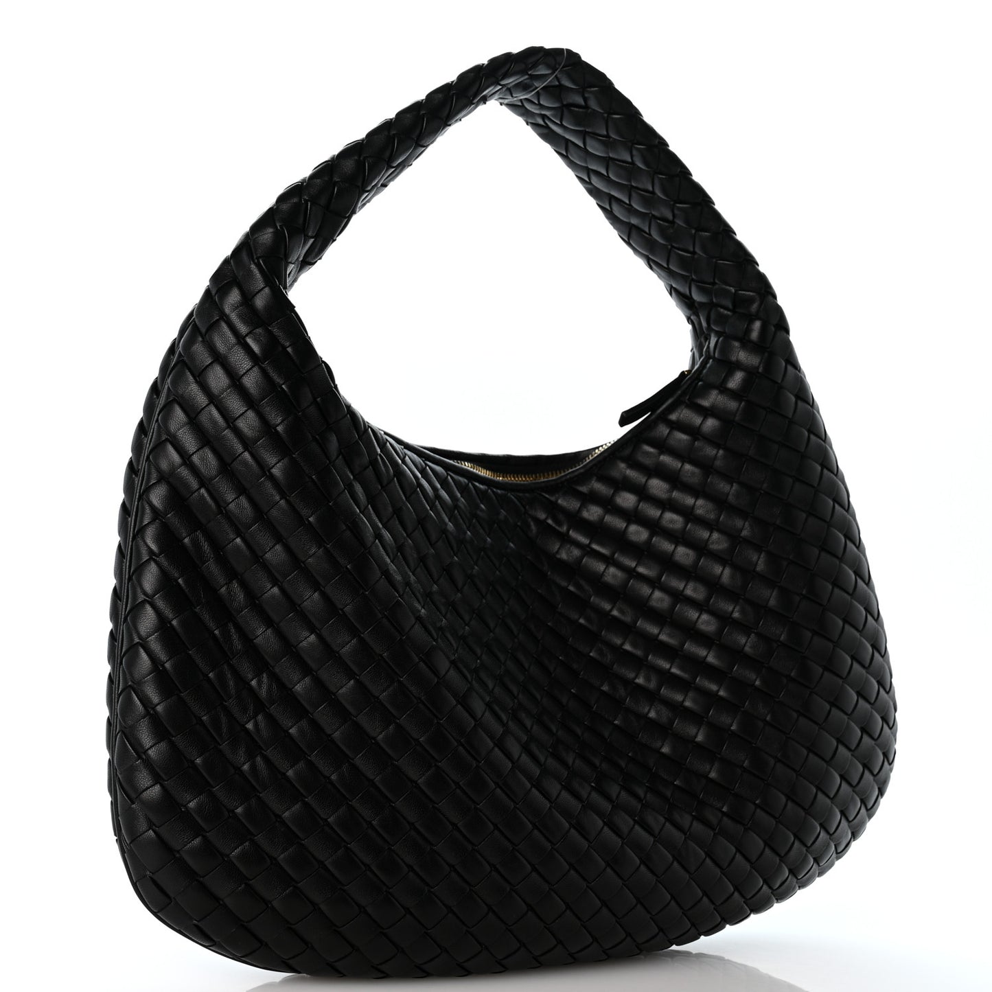 Supple Nappa Intrecciato Padded Medium Veneta Hobo Black