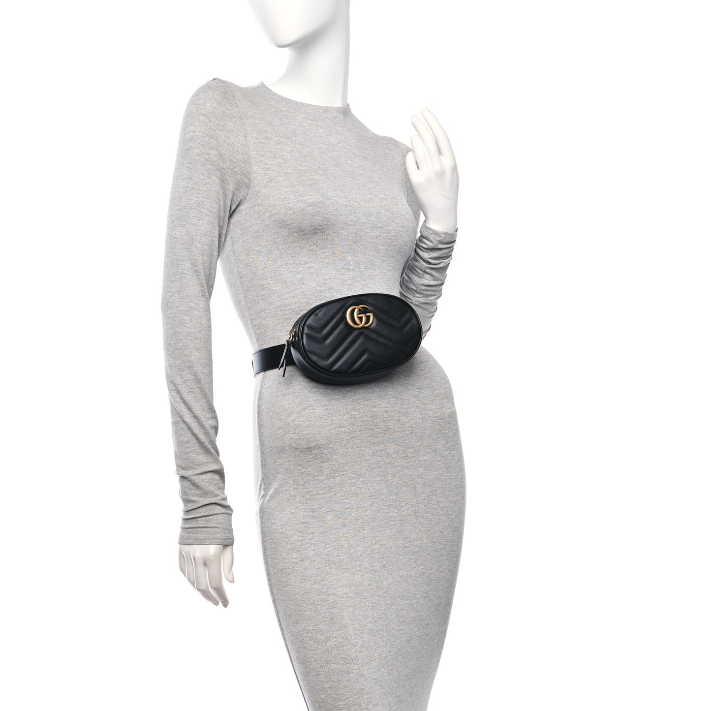 Calfskin Matelasse GG Marmont Belt Bag 85 34 Black