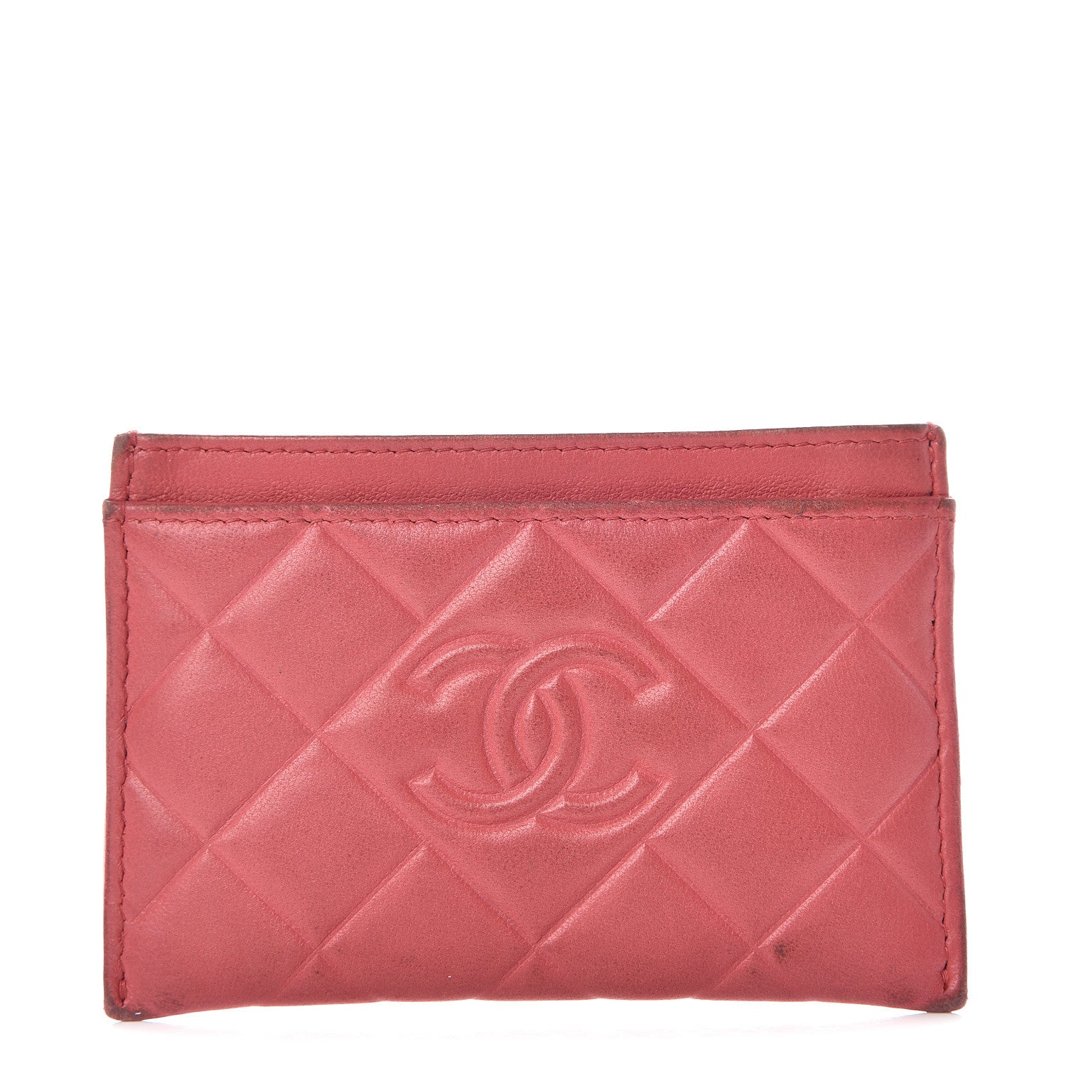 Chanel Lambskin Quilted Diamond CC Card Holder Red 1 of 11
