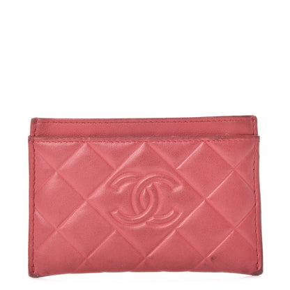 Chanel Lambskin Quilted Diamond CC Card Holder Red 1 of 11