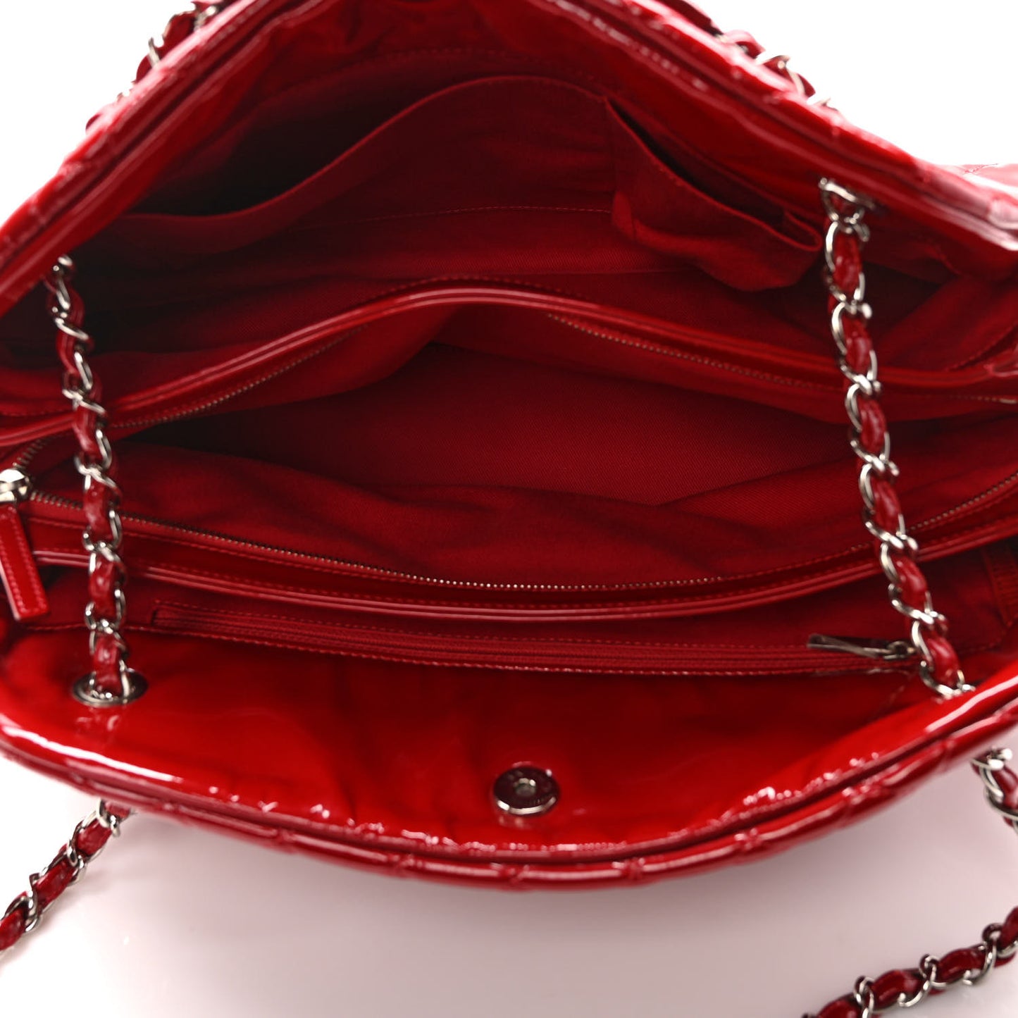Patent Quilted Maxi Just Mademoiselle Bowling Bag Red