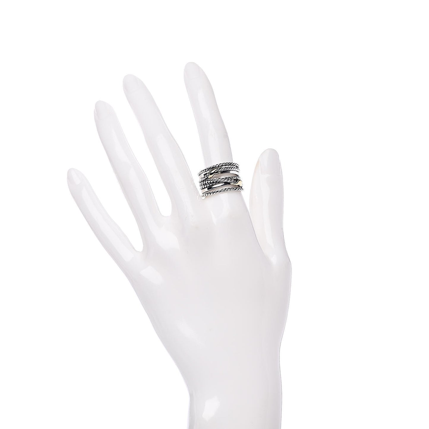 Sterling Silver 18K Yellow Gold Double X Crossover Ring 54 6.75