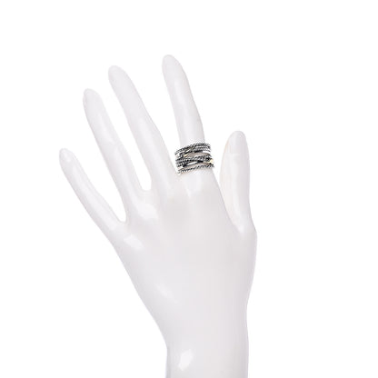 David Yurman Sterling Silver 18K Yellow Gold Double X Crossover Ring 54 6.75 2 of 4