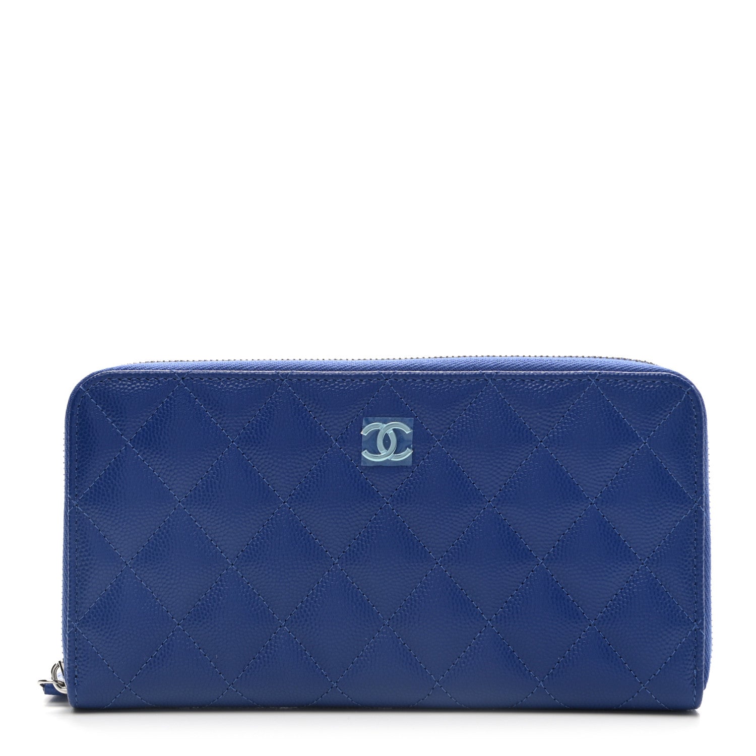 Chanel Caviar Quilted Large Gusset Zip Around Wallet Blue 1 of 9