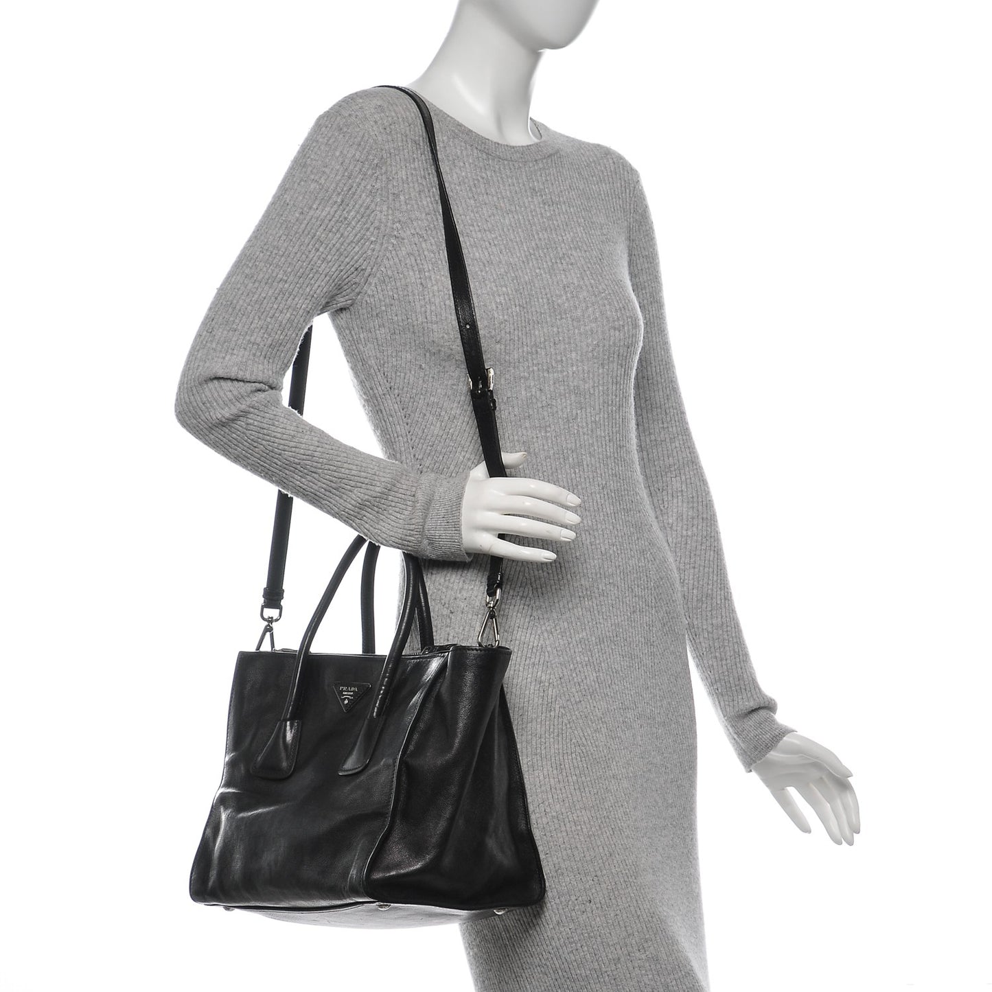 Glace Calf Twin Pocket Tote Nero Black