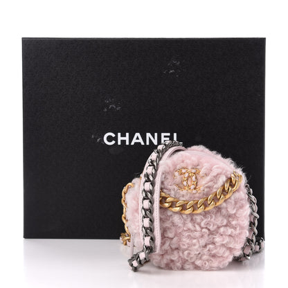 Chanel Shearling Sheepskin 19 Round Clutch With Chain Light Pink 11 of 11