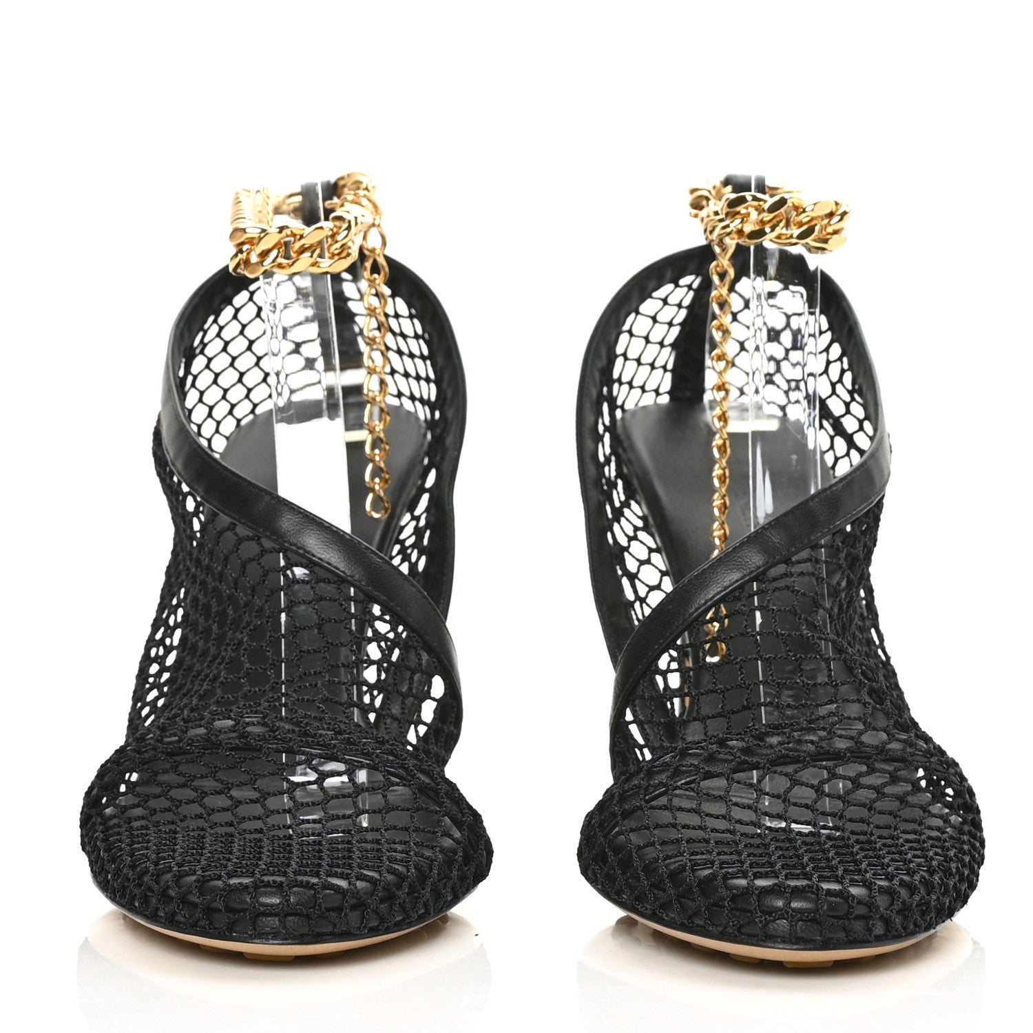 Bottega Veneta Mesh Nappa Chunky Chain Sandals 38 Black 2 of 7