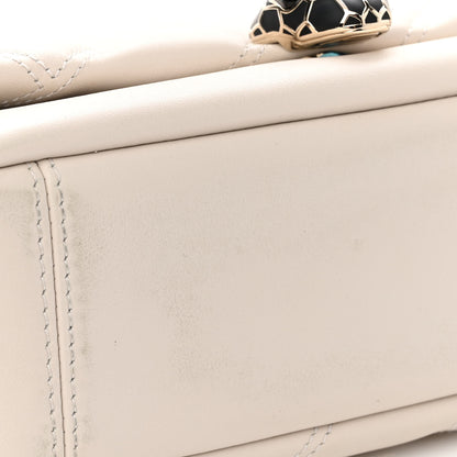 Bulgari Calfskin Matelasse Small Serpenti Cabochon Shoulder Bag White 12 of 12