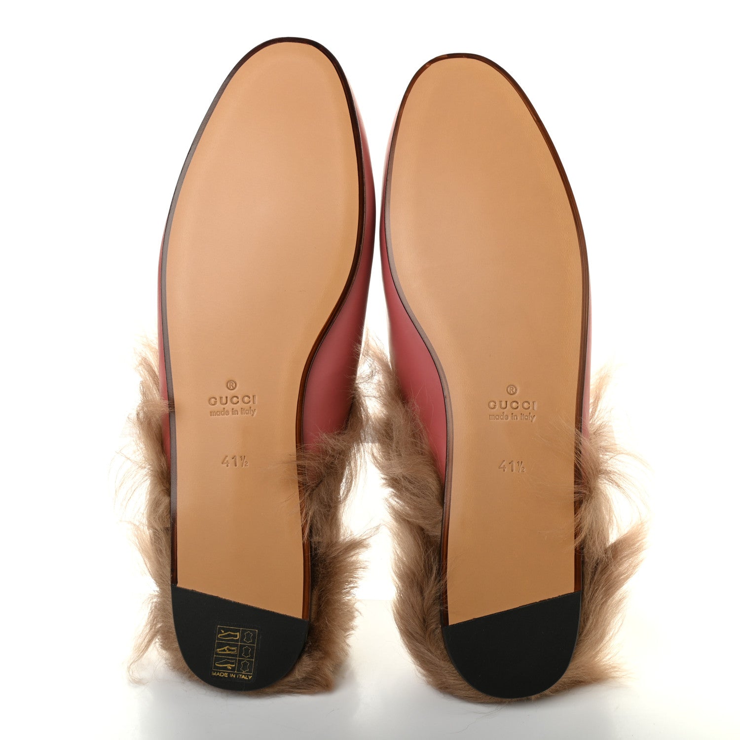 Gucci Calfskin Fur Womens Princetown Slippers 41.5 Lipstick Rose Natural 5 of 9