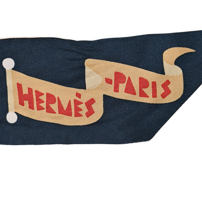 Hermes Silk Parade En Fanfare Twilly Noir Caramel Gris 2 of 5