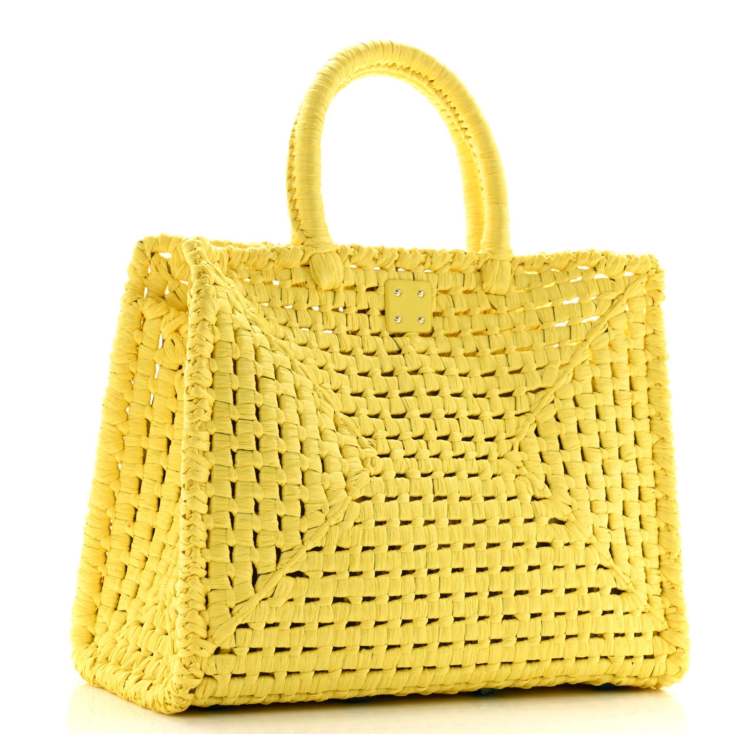 Salvatore Ferragamo Raffia The Studio Box Tote Yellow 4 of 11