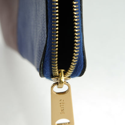 Celine Lambskin Bi-Color Solo Clutch Pouch Royal Blue Burgundy Brown 9 of 9