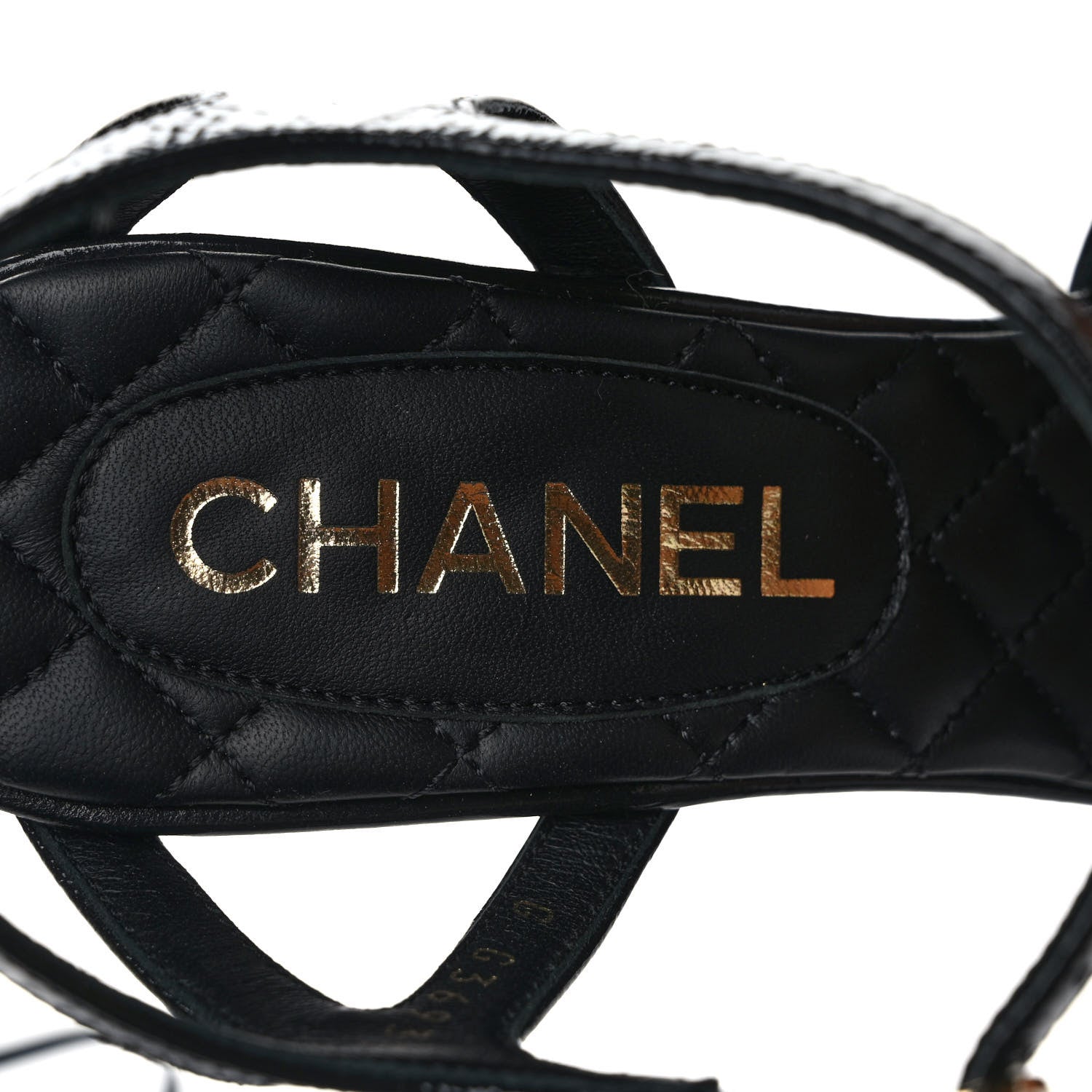 Chanel Crumpled Calfskin Quilted Chain Wedge Sandals 36 Black 7 of 8