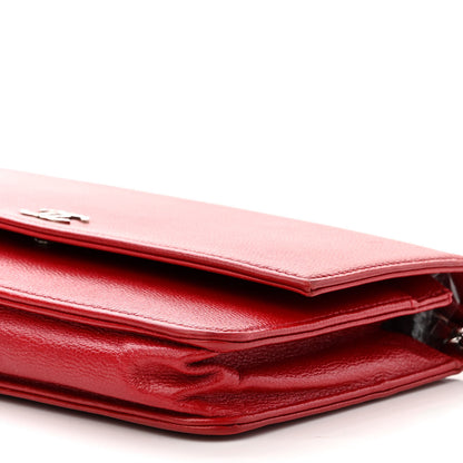 Chanel Caviar Sevruga Wallet on Chain WOC Red 10 of 14