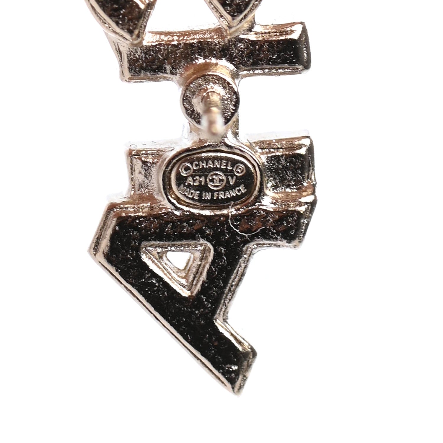 Chanel Crystal Pearl Signature Stud Earrings Gold 5 of 5