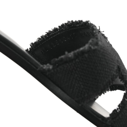 Hermes Toile H Oran Fringe Sandals 41 Black 9 of 10