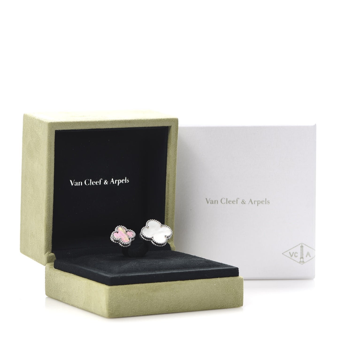 18K White Gold Mother of Pearl Magic Alhambra Between the Finger Ring 48 4.5