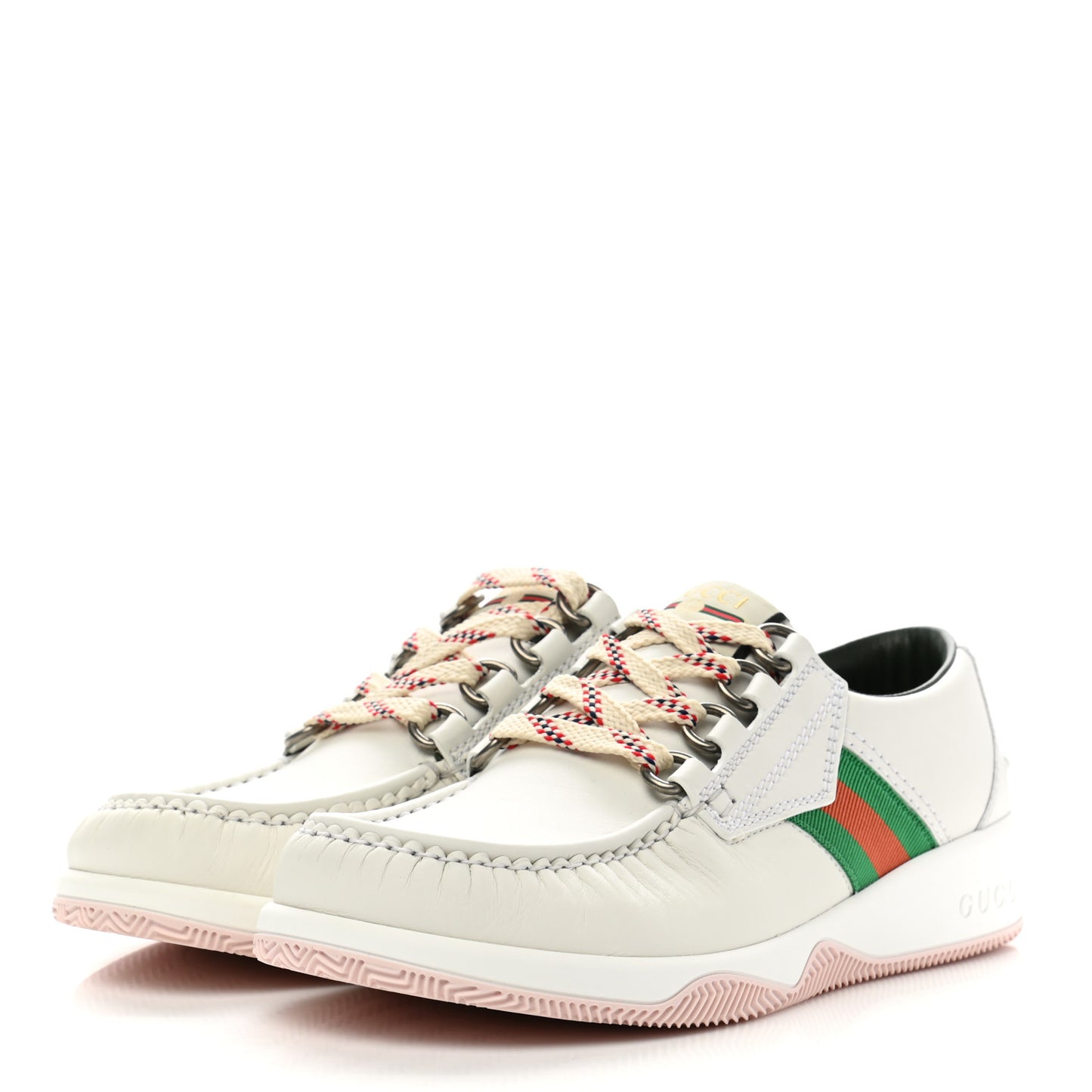 Calfskin Web Mens Lace Up Loafer Sneakers 7 Great White