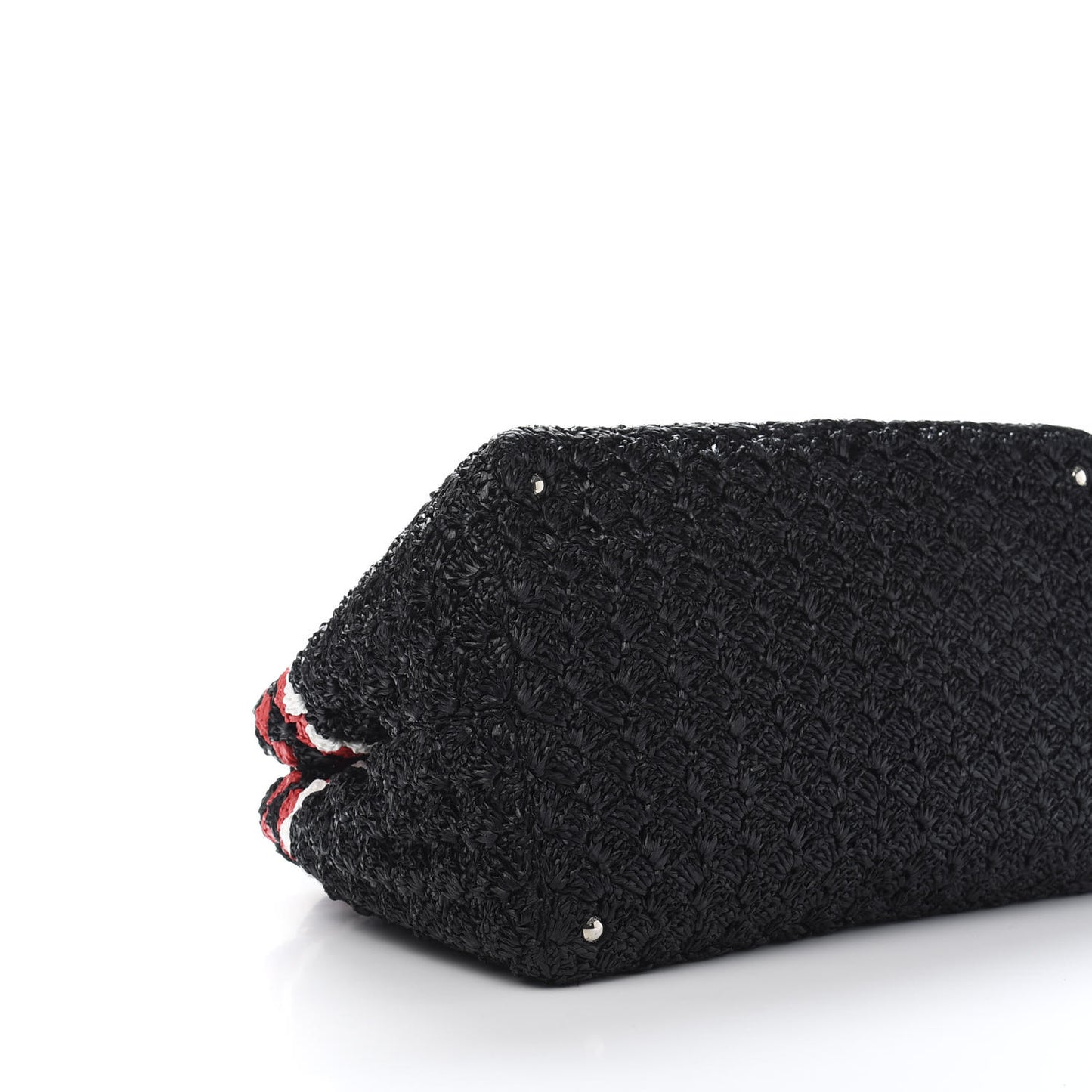 Raffia Crochet Colorblock Large Giardiniera Tote Black Fuoco