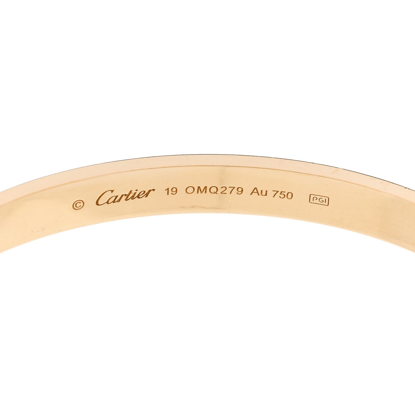 18K Yellow Gold LOVE Cuff Bracelet 19