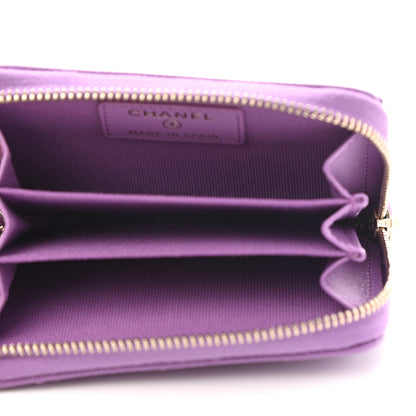 Chanel Caviar Quilted Zip Around Coin Purse Wallet Purple 5 of 8