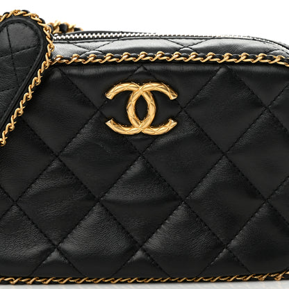 Chanel Lambskin Quilted Chain CC Mini Camera Case Black 12 of 15