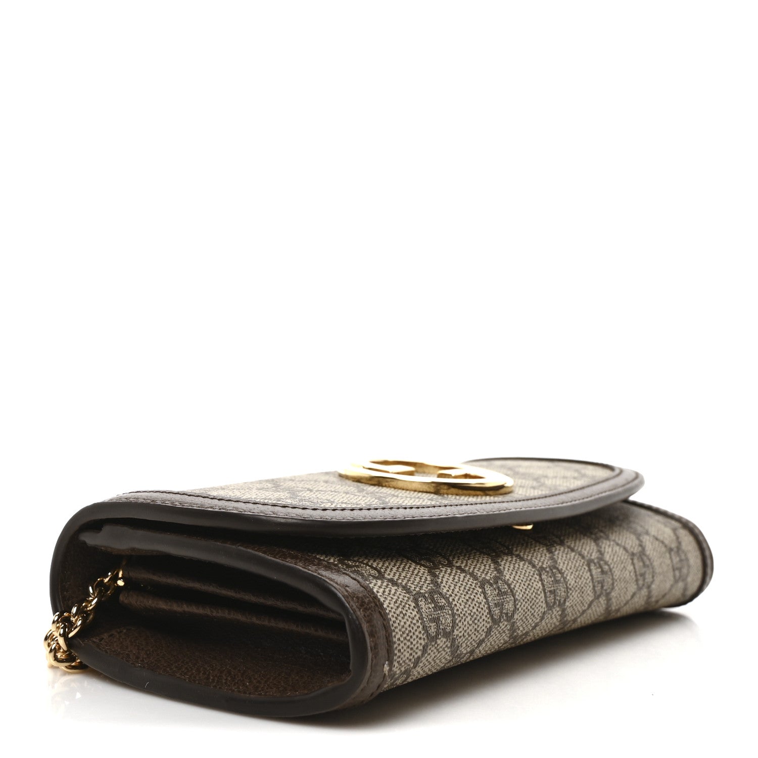 Gucci GG Supreme Monogram Textured Dollar Calfskin Blondie Continental Chain Wallet Beige Ebony New Acero 4 of 9