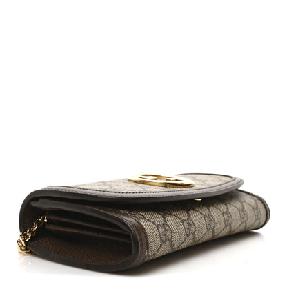 Gucci GG Supreme Monogram Textured Dollar Calfskin Blondie Continental Chain Wallet Beige Ebony New Acero 4 of 9