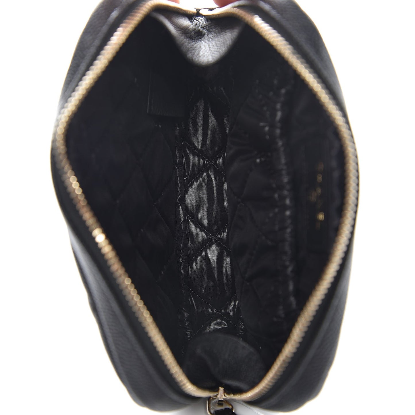 Caviar Quilted Small Curvy Pouch Cosmetic Case Black