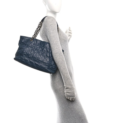 Chanel Calfskin Quilted Large Coco Pleats Tote Navy 2 of 11