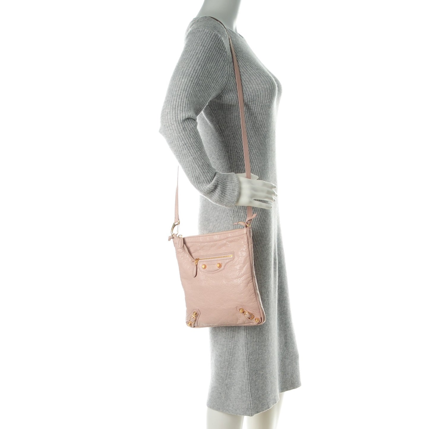 Agneau Giant 12 Gold Hardware Flat Crossbody Rose Aubepine
