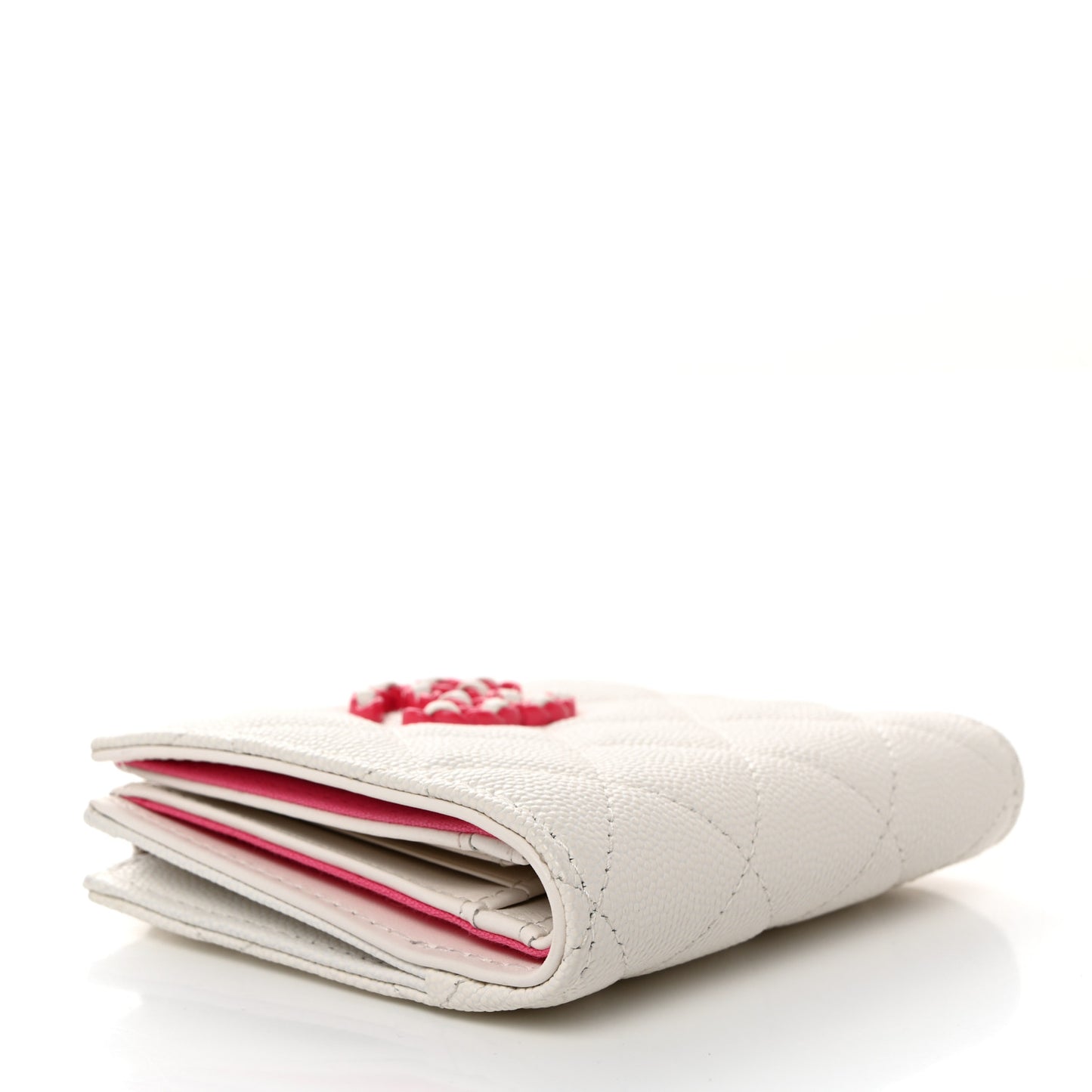 Caviar Quilted Small 19 Wallet White Pink