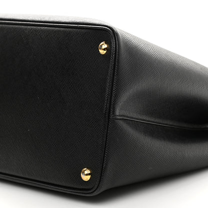 Prada Saffiano Cuir Small Double Bag Black Fuoco 10 of 10