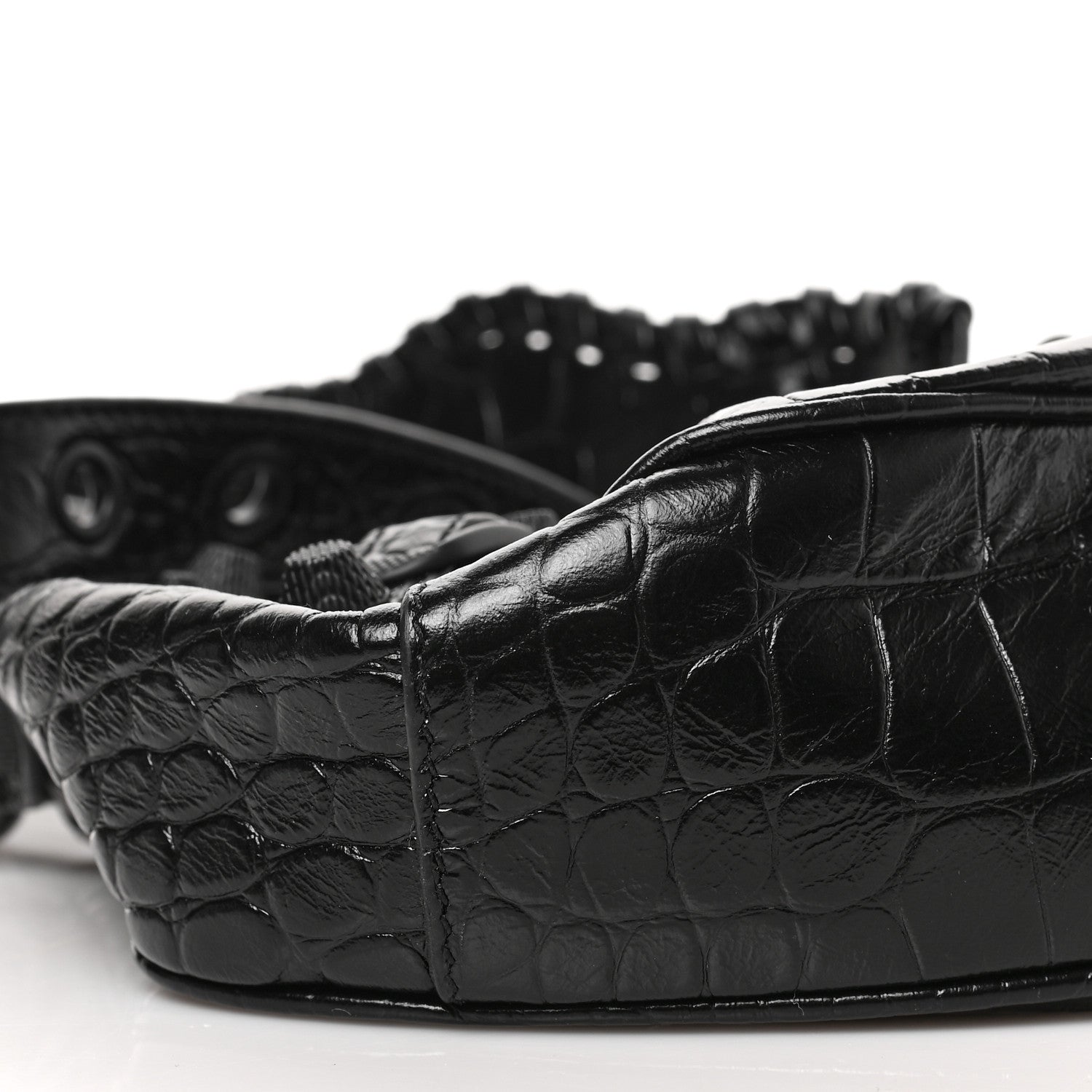 Balenciaga Extra Supple Calfskin Crocodile Embossed Monochrome Le Cagole Shoulder Bag XS Black 7 of 8