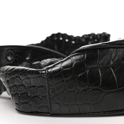 Balenciaga Extra Supple Calfskin Crocodile Embossed Monochrome Le Cagole Shoulder Bag XS Black 7 of 8