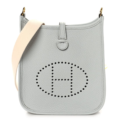 Hermes Taurillon Clemence Amazone Evelyne TPM Bleu Pale Nata 1 of 9