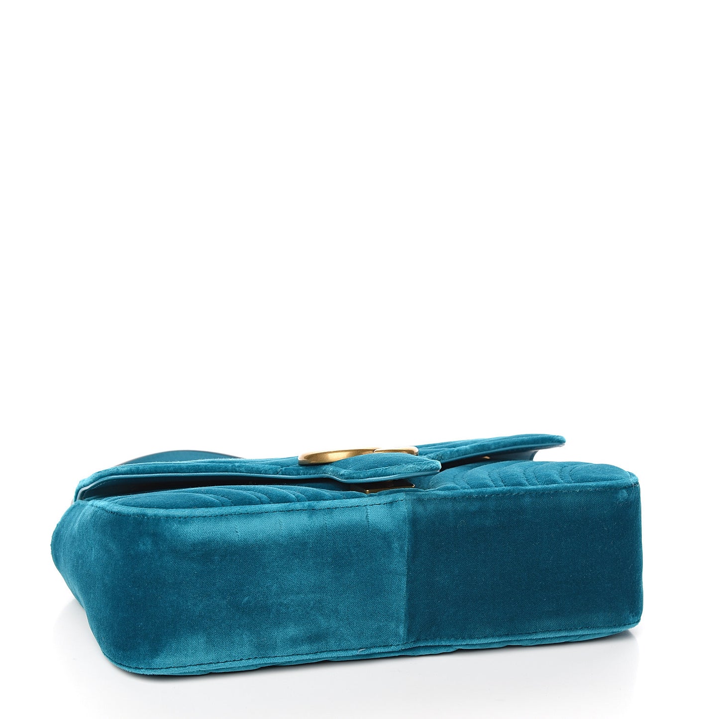 Velvet Matelasse Small GG Marmont Shoulder Bag Pavone Cyan