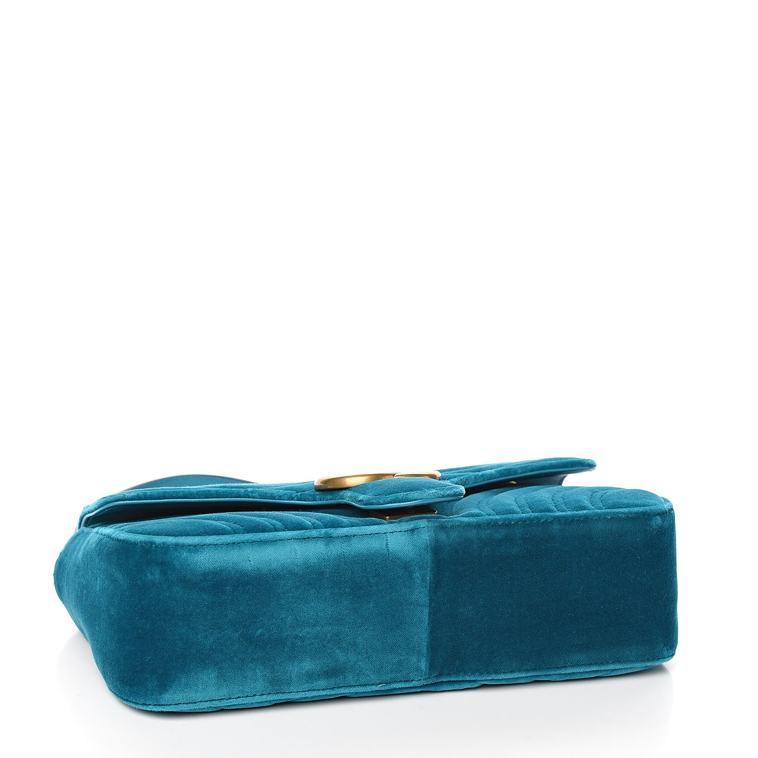 Gucci Velvet Matelasse Small GG Marmont Shoulder Bag Pavone Cyan 3 of 8