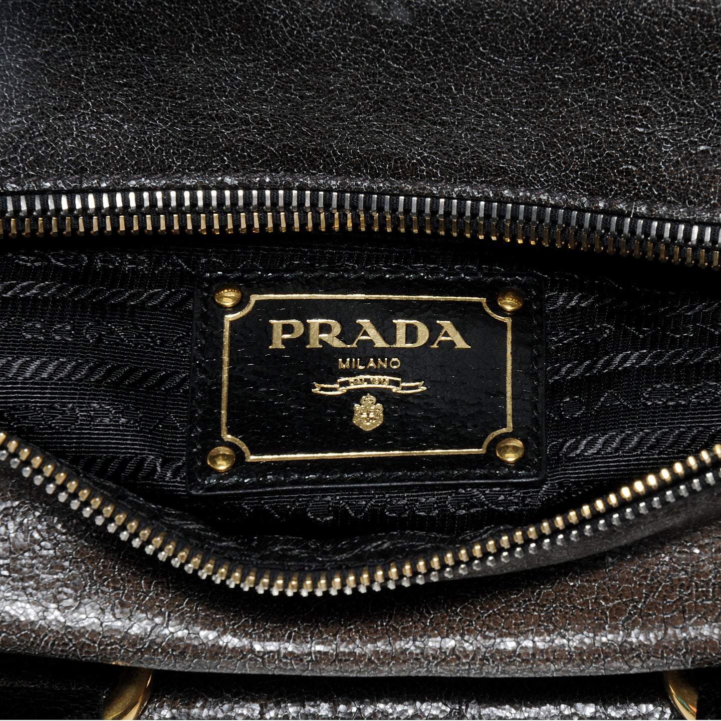 Crackled Calfskin Studded Tote Black