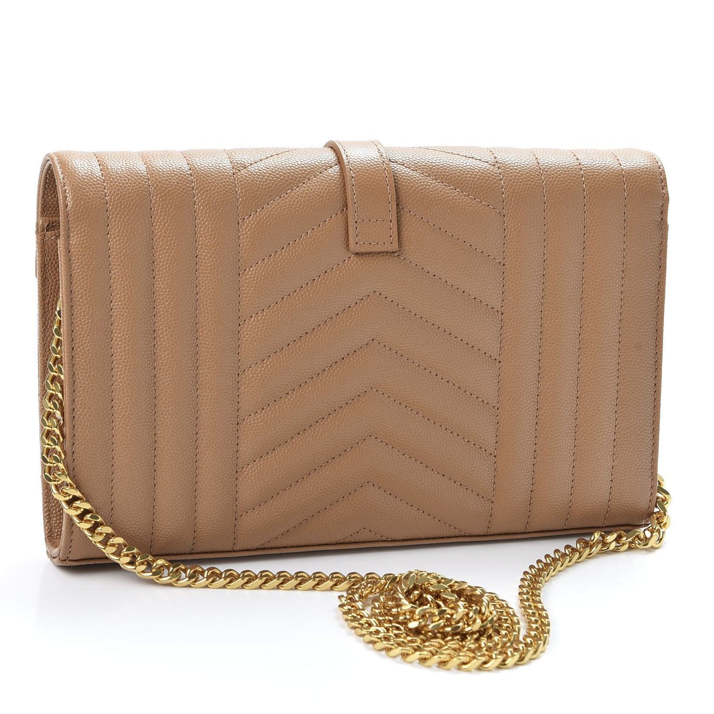 Grain De Poudre Mixed Matelasse Triquilt Monogram Chain Wallet Dune