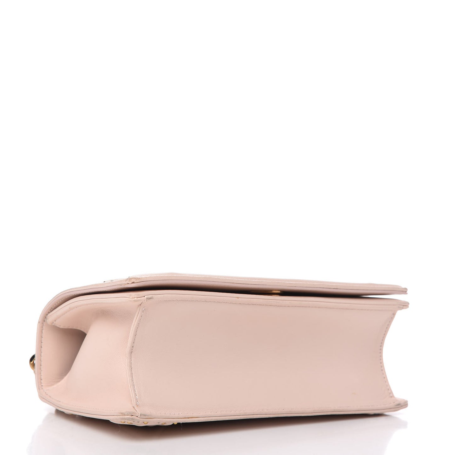 Lambskin Studded Small Diorama Flap Bag Nude