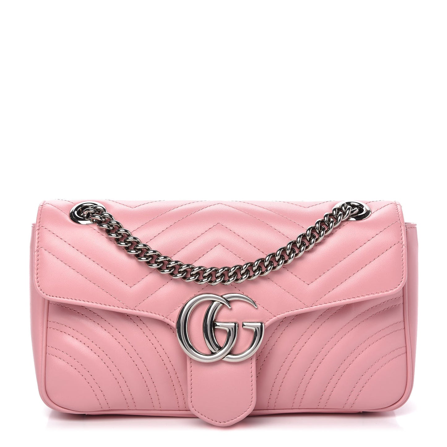 Calfskin Matelasse Small GG Marmont Shoulder Bag Wild Rose