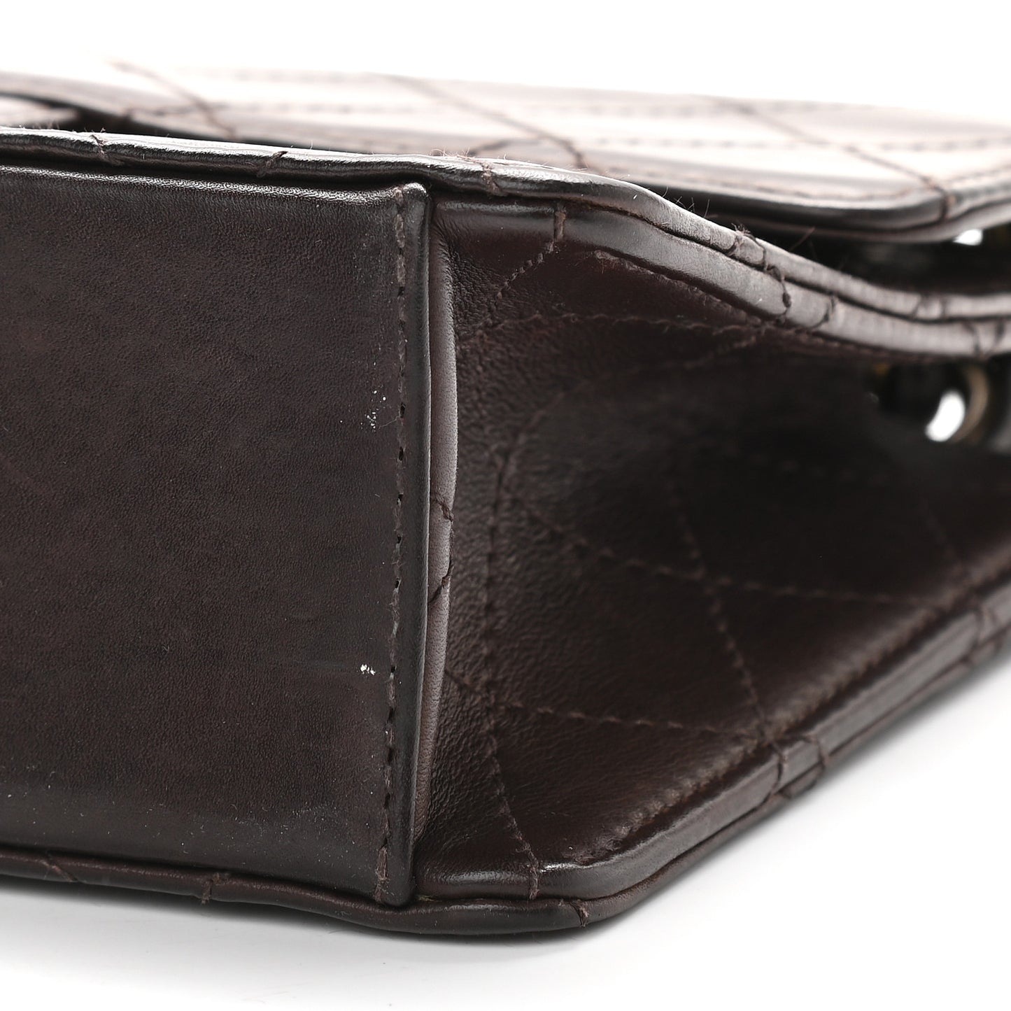 Lambskin Quilted Small Single Flap Brown